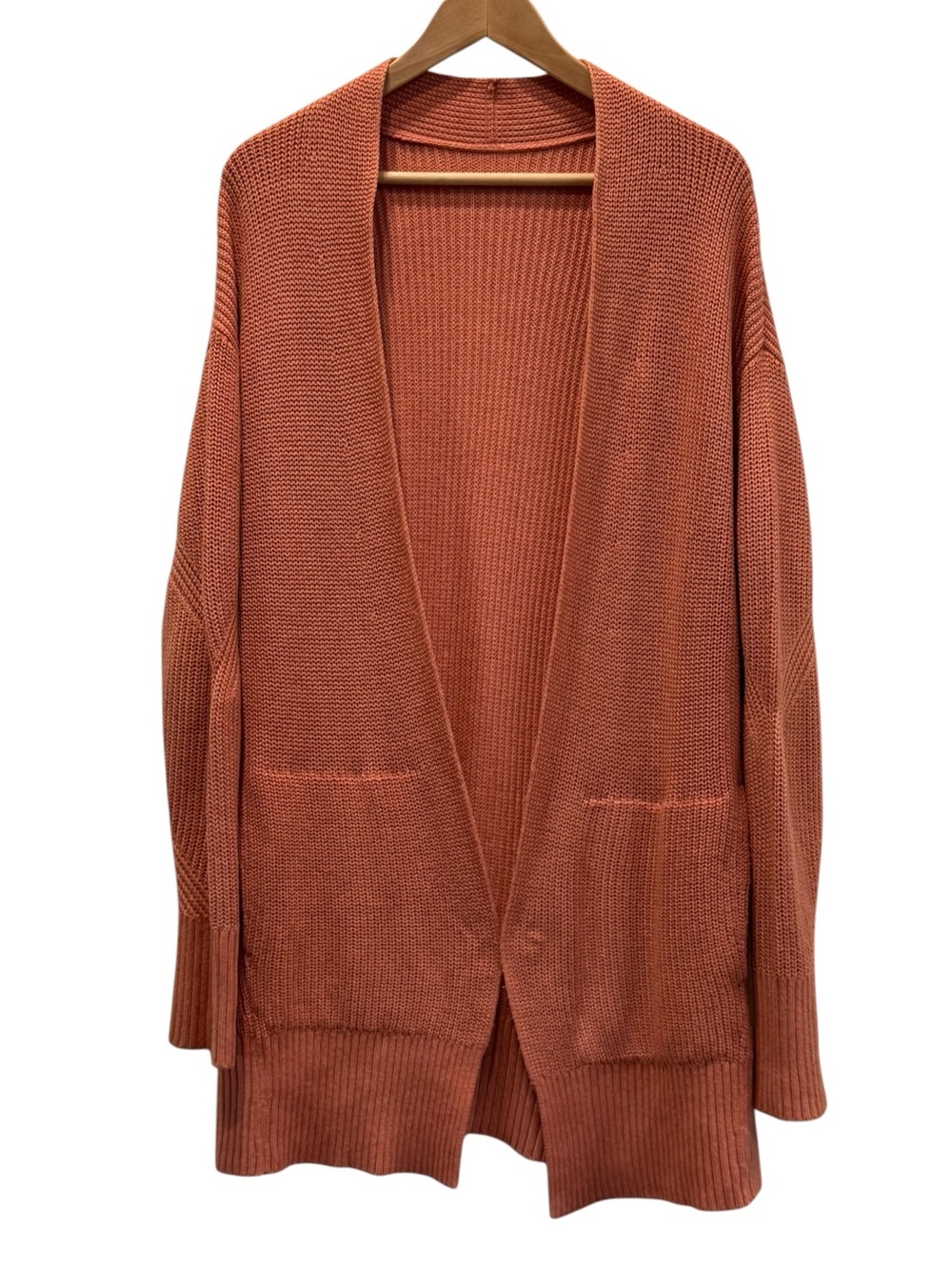 Lululemon Rust Terracota Knit Cardigan Sweater Large Coastal Minimalist